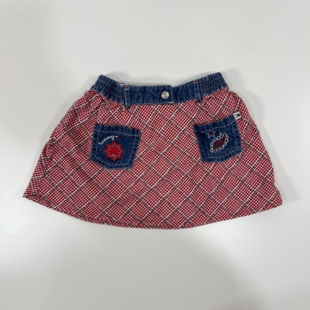 Vintage Tommy Hilfiger‎ Denim Skirt Size 3T Toddler Girls Y2K Red White Blue